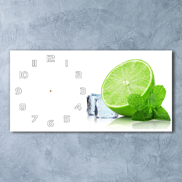 Horizontal wall clock Ice lime