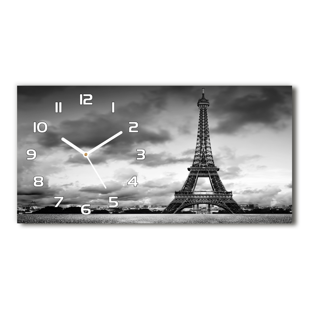 Horizontal rectangular wall clock Eiffel Paris tower