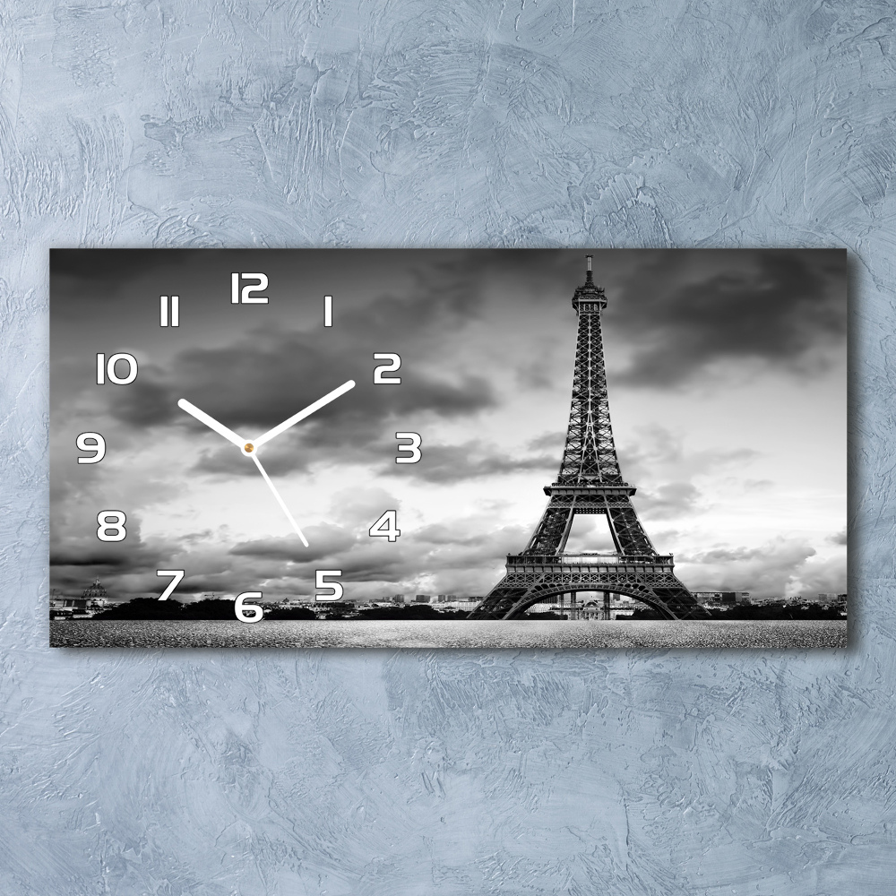 Horizontal rectangular wall clock Eiffel Paris tower