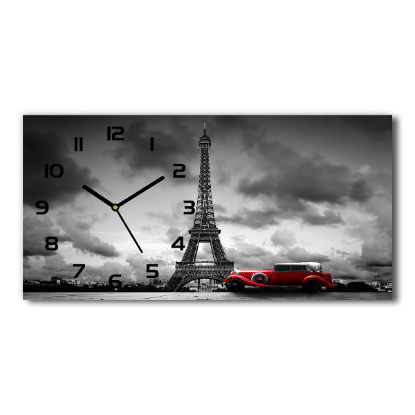 Horizontal rectangular wall clock Eiffel Paris tower