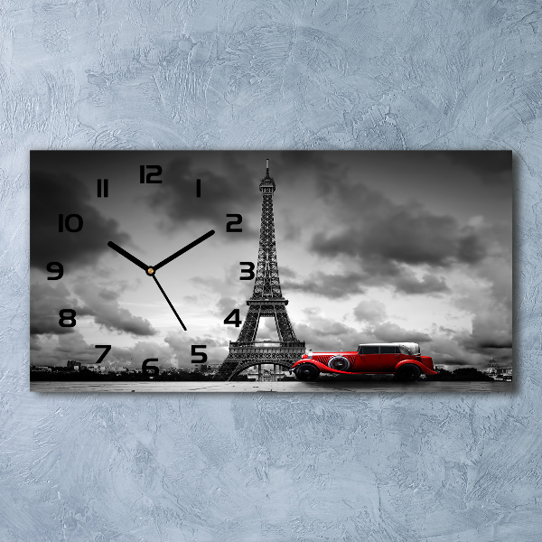 Horizontal rectangular wall clock Eiffel Paris tower