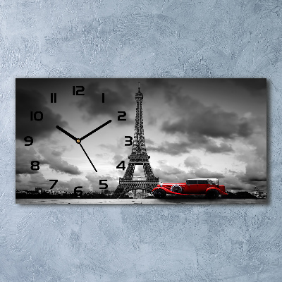 Horizontal rectangular wall clock Eiffel Paris tower