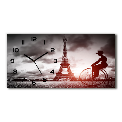 Horizontal rectangular wall clock Eiffel Paris tower