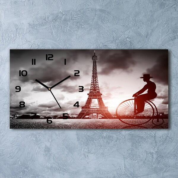 Horizontal rectangular wall clock Eiffel Paris tower