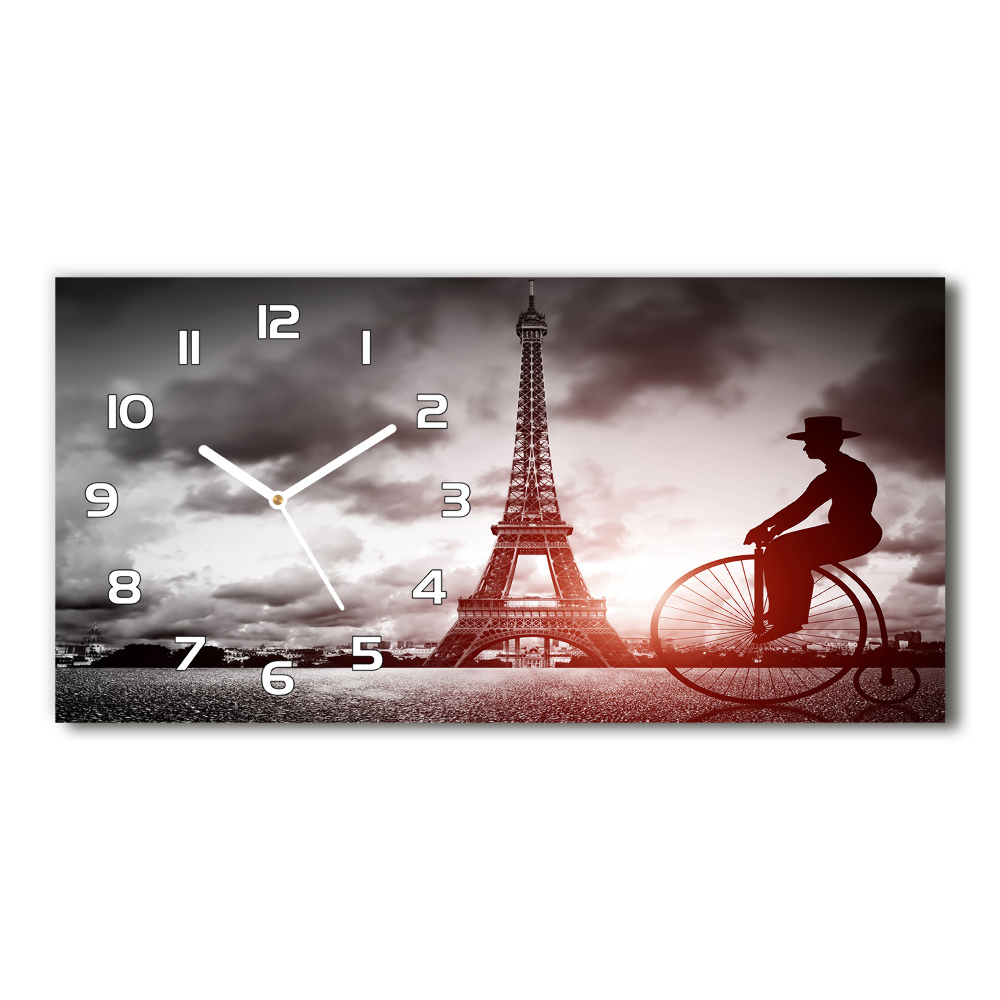 Horizontal rectangular wall clock Eiffel Paris tower