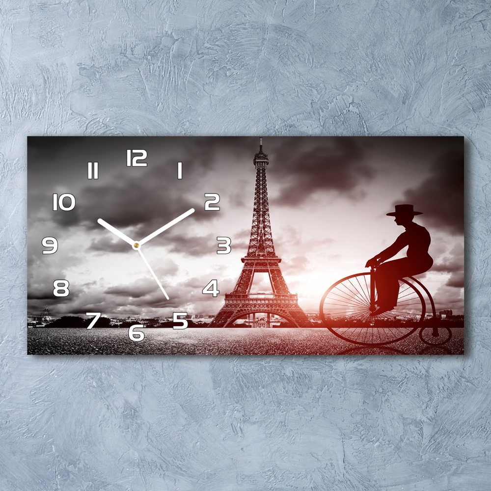 Horizontal rectangular wall clock Eiffel Paris tower