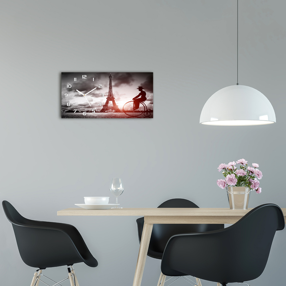 Horizontal rectangular wall clock Eiffel Paris tower