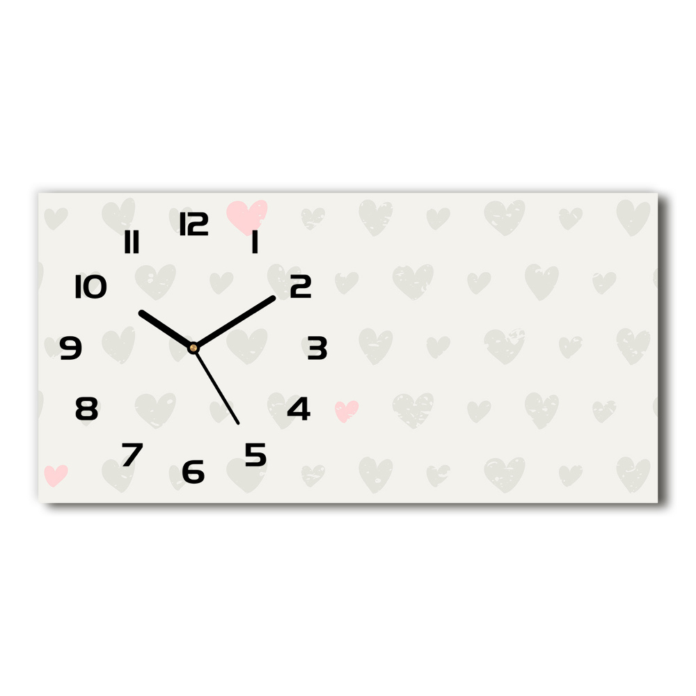 Horizontal rectangular wall clock Heart background