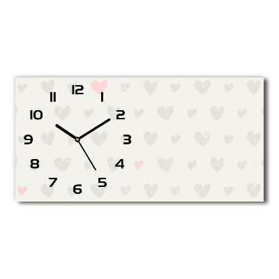 Horizontal rectangular wall clock Heart background