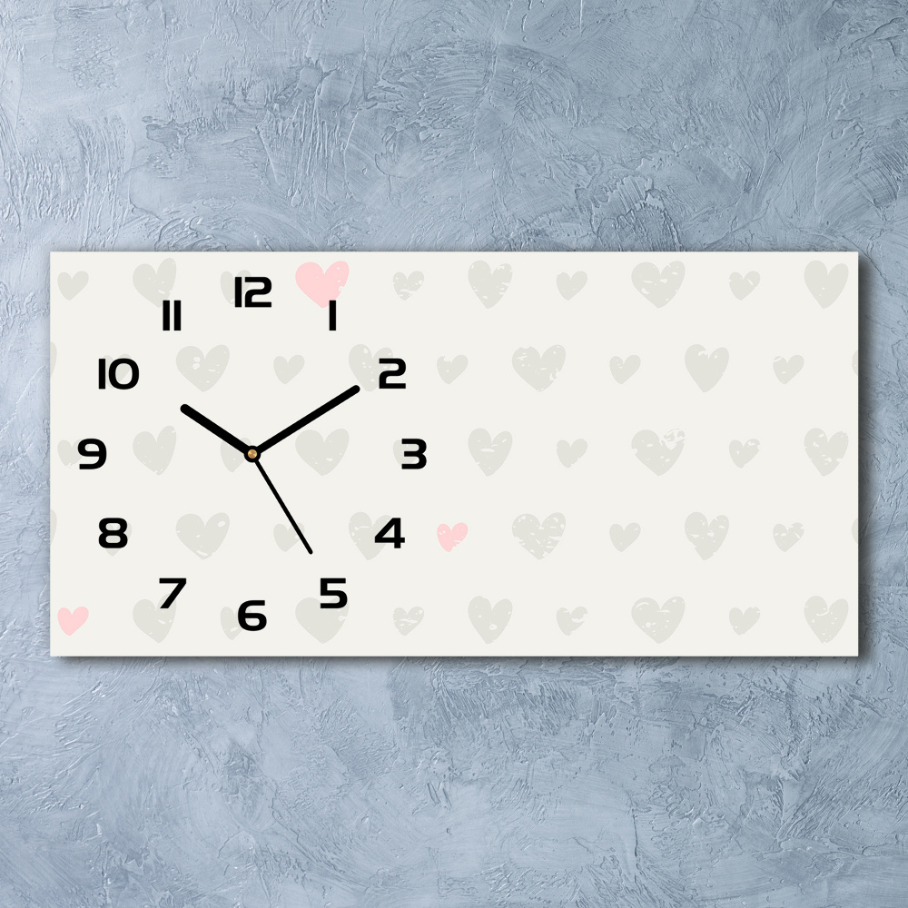 Horizontal rectangular wall clock Heart background