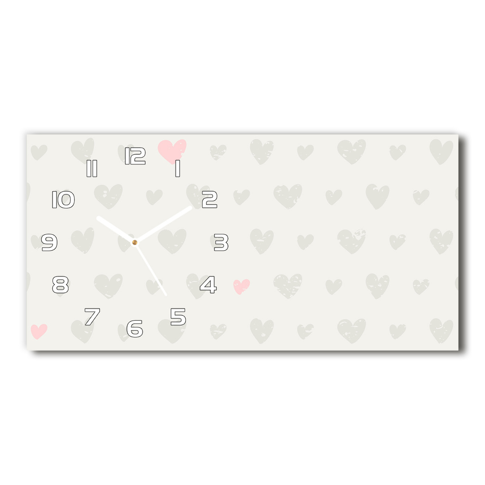 Horizontal rectangular wall clock Heart background