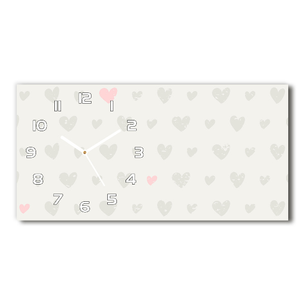 Horizontal rectangular wall clock Heart background