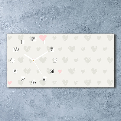 Horizontal rectangular wall clock Heart background