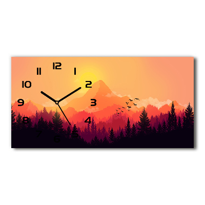 Horizontal rectangular wall clock Mountain landscape