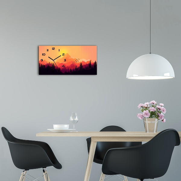 Horizontal rectangular wall clock Mountain landscape