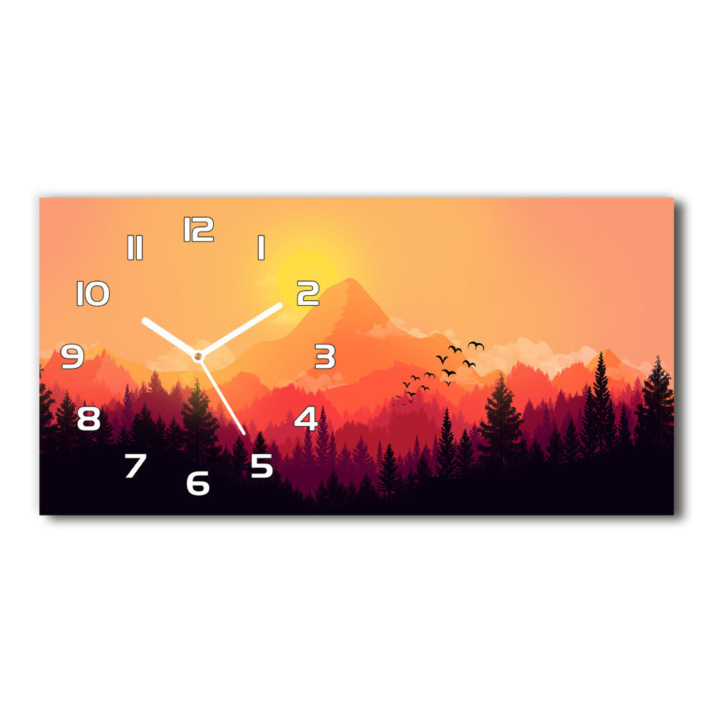 Horizontal rectangular wall clock Mountain landscape