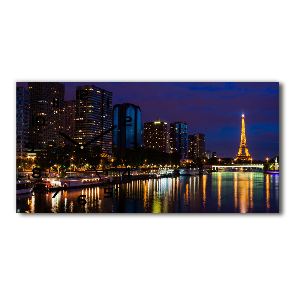 Horizontal wall clock Paris at night