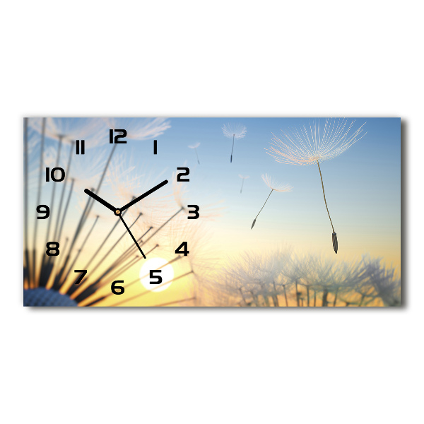 Horizontal rectangular wall clock Dandelion seeds