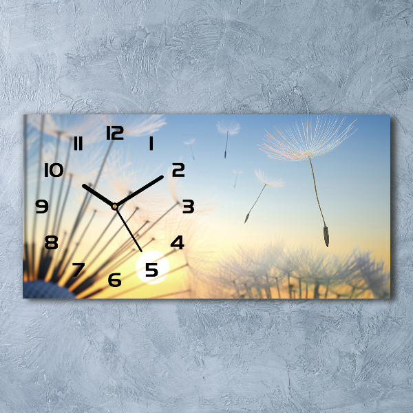 Horizontal rectangular wall clock Dandelion seeds