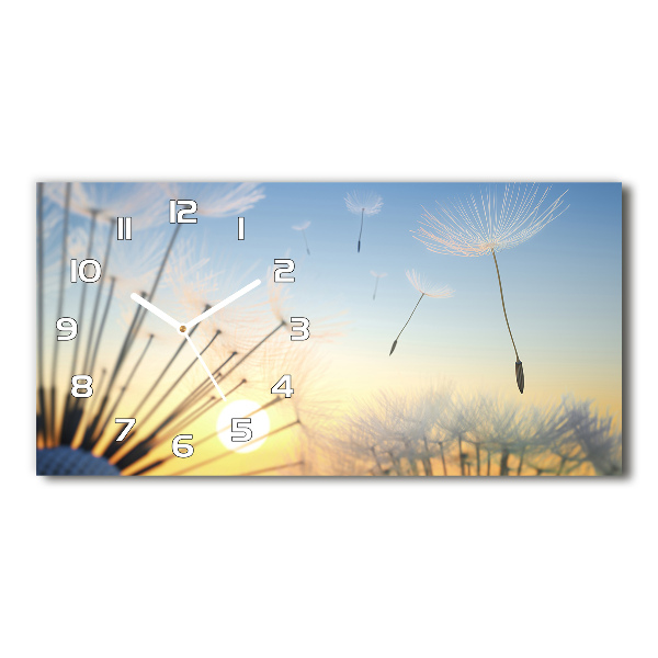 Horizontal rectangular wall clock Dandelion seeds