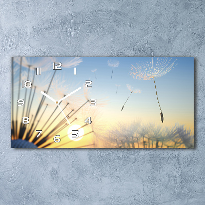 Horizontal rectangular wall clock Dandelion seeds