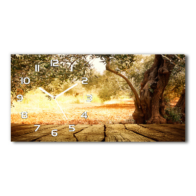 Horizontal rectangular wall clock Olive tree