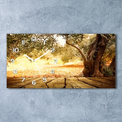 Horizontal rectangular wall clock Olive tree