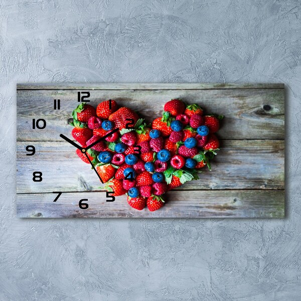 Horizontal rectangular wall clock Fruit heart