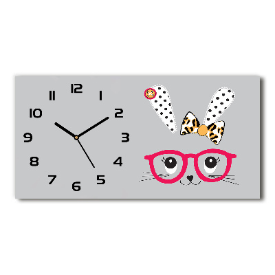 Horizontal wall clock Rabbit with glasses