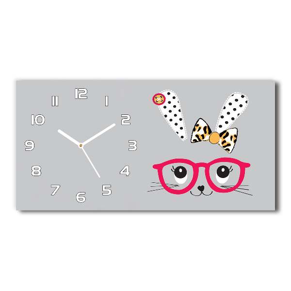 Horizontal wall clock Rabbit with glasses