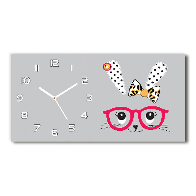 Horizontal wall clock Rabbit with glasses