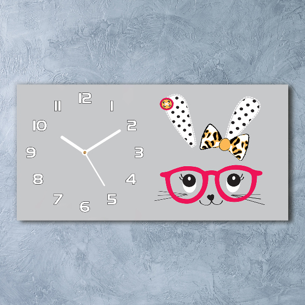 Horizontal wall clock Rabbit with glasses