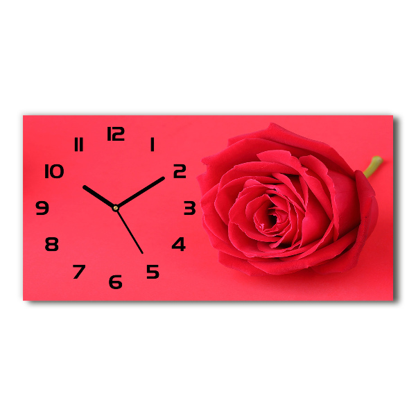 Horizontal wall clock Red rose