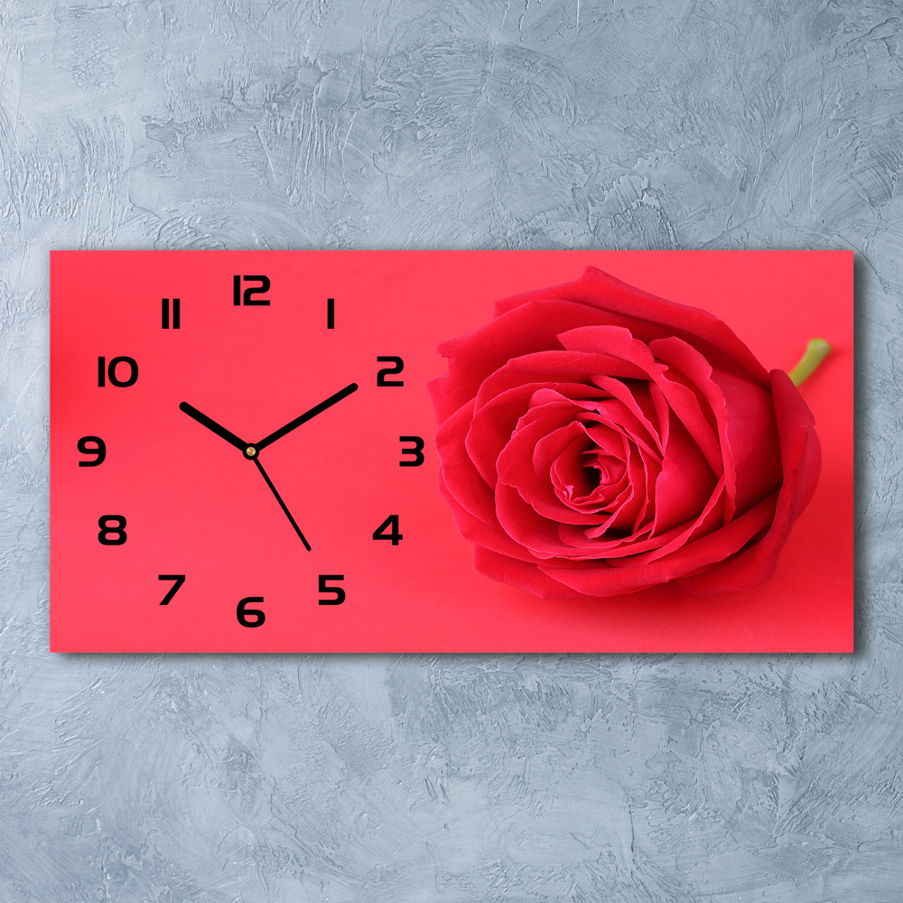 Horizontal wall clock Red rose