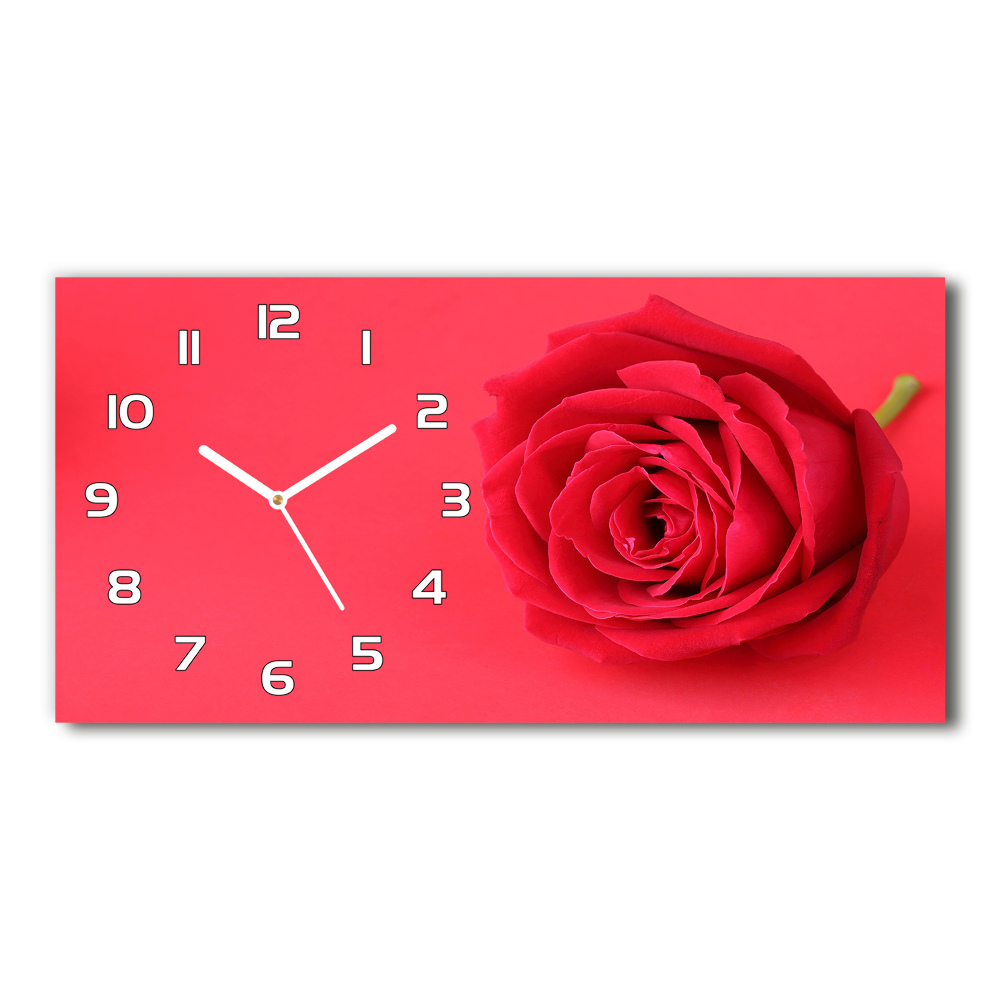 Horizontal wall clock Red rose