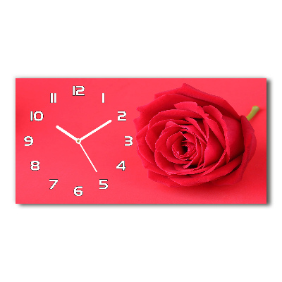 Horizontal wall clock Red rose