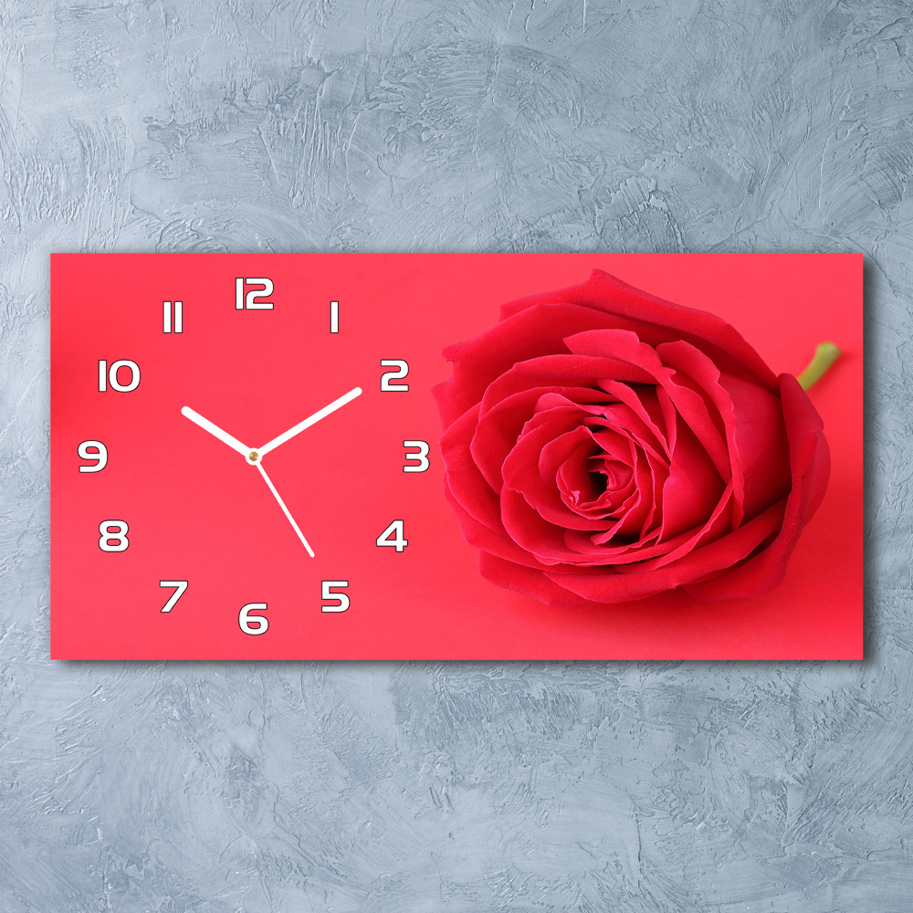 Horizontal wall clock Red rose