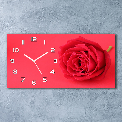 Horizontal wall clock Red rose