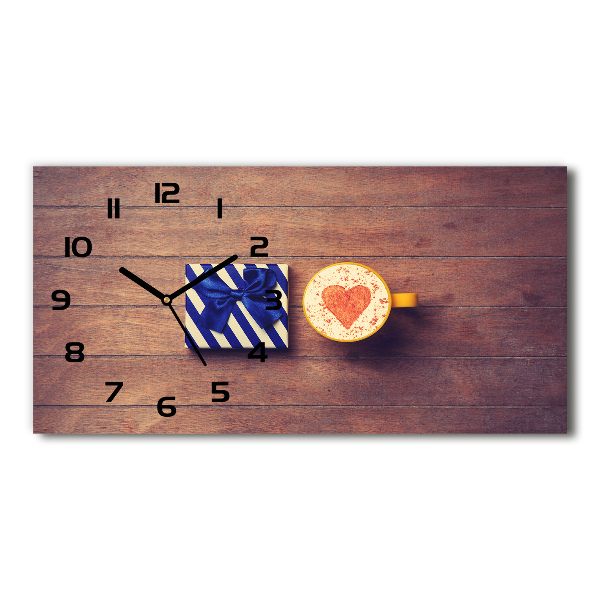 Horizontal rectangular wall clock Coffee and gift