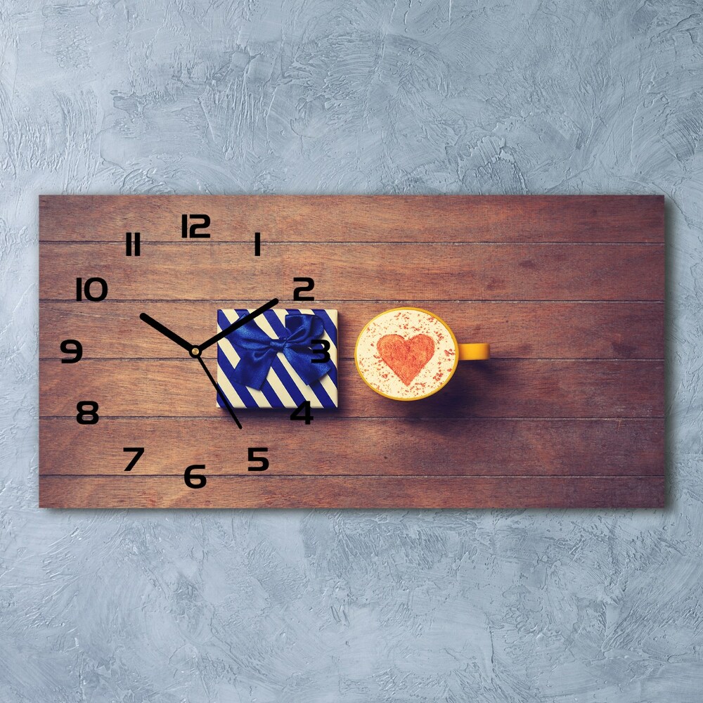 Horizontal rectangular wall clock Coffee and gift