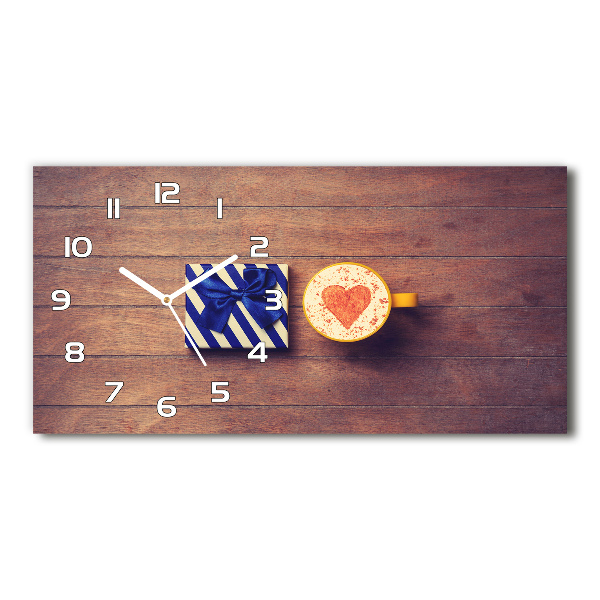 Horizontal rectangular wall clock Coffee and gift