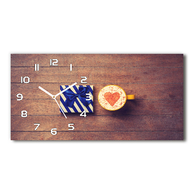 Horizontal rectangular wall clock Coffee and gift