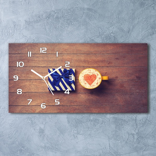 Horizontal rectangular wall clock Coffee and gift