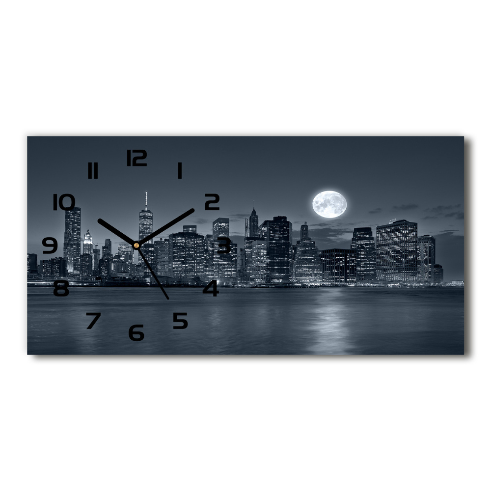 Horizontal wall clock New York at night