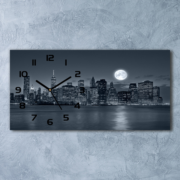 Horizontal wall clock New York at night