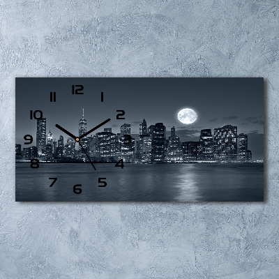 Horizontal wall clock New York at night