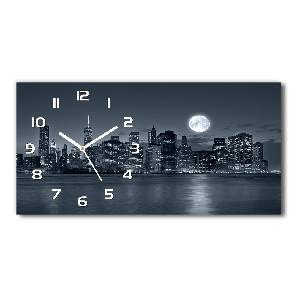 Horizontal wall clock New York at night