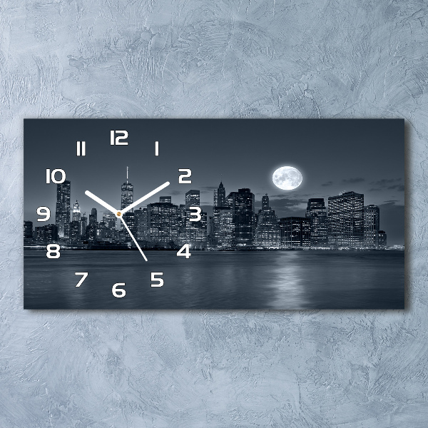 Horizontal wall clock New York at night