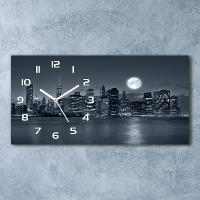 Horizontal wall clock New York at night