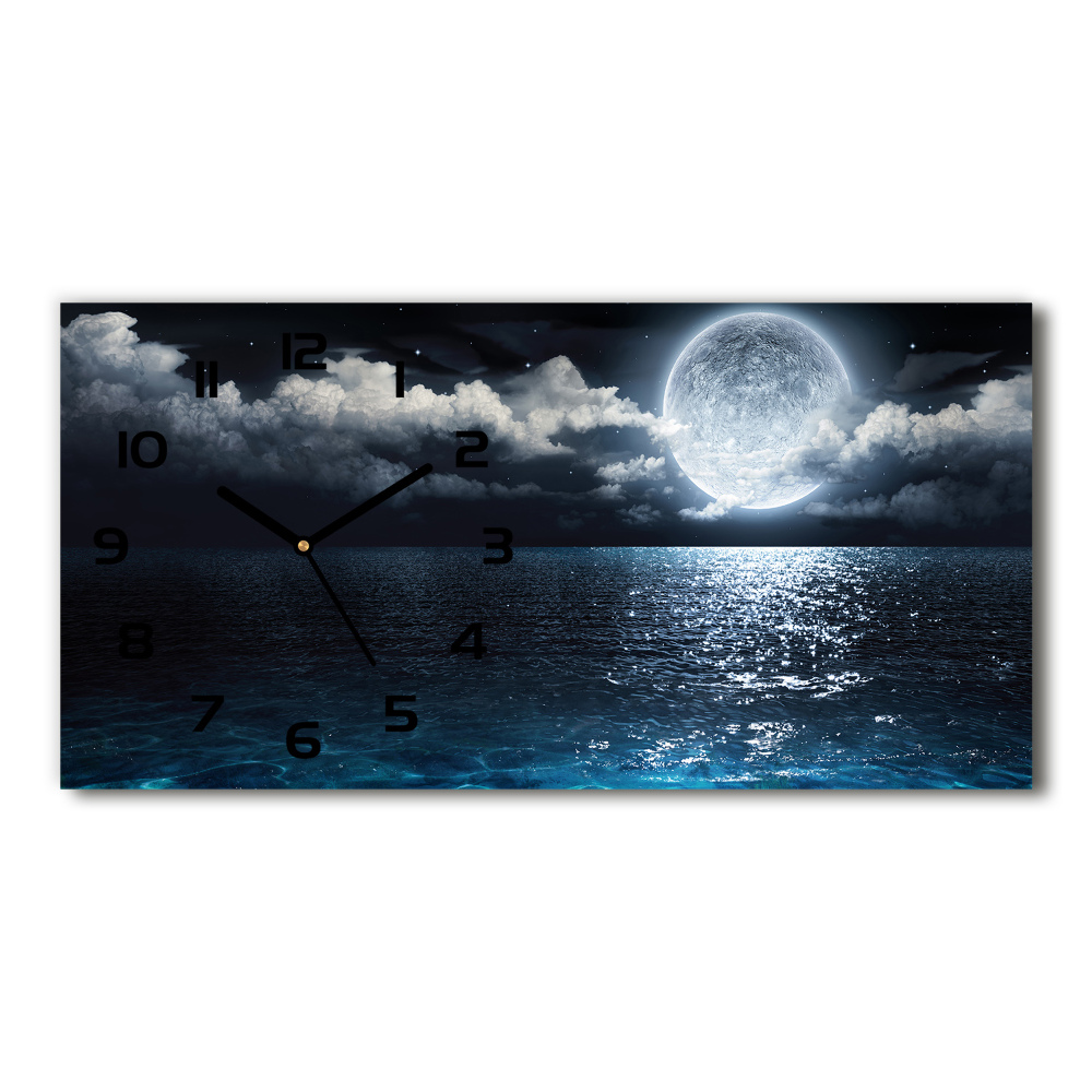 Horizontal rectangular wall clock full moon